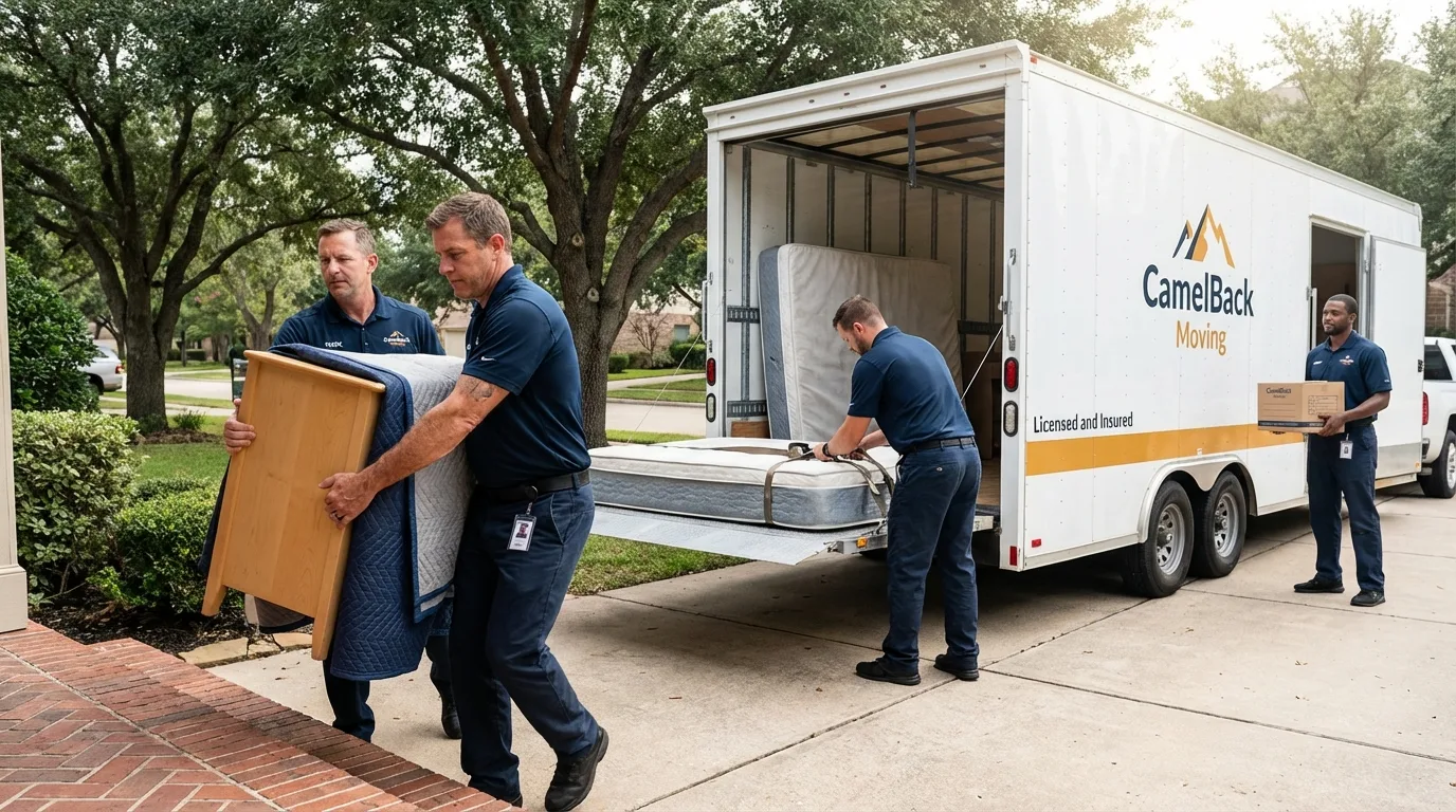 Crew loading residential truck for cross-state move from Lake Worth, FL